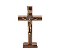 Intercession Saint Benedict Standing Crucifix Cross (Antique Gold)