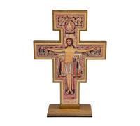 Intercession San Damiano Standing Wood Cross Crucifix
