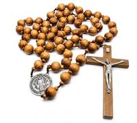 Intercession Wooden Bead Wall Display Rosary with St. Benedict Medal, 20mm Beads, 72cm Long