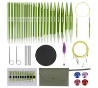 Interchangeable Circular Knitting Needles Set, 13 Pairs of Interchangeable Needles with Crochet Scissors, Bag, Accessories, Needle Diameters 3-10 mm, Aluminum Crochet Hook Set (Dark Green)