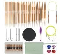Interchangeable Circular Knitting Needles Set, 13 Pairs of Interchangeable Needles with Crochet Scissors, Bag, Accessories, Needle Diameters 3-10 mm, Aluminum Crochet Hook Set (Champagne)