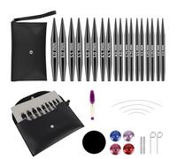 Interchangeable Circular Knitting Needles Set, 8 cm Aluminum Knitting Needles with Bag and Accessories, 9 Needles 3-6 mm Diameter, 4 Cords 20-80 cm Long, Knitting Set (9 Pairs, 8 cm)
