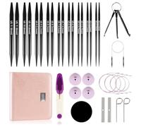 Interchangeable Circular Knitting Needles Set, 9 Pairs of 11.5cm Interchangeable Needles with Crochet Scissors, Bag, Accessories, Needle Diameters 3-8 mm, Aluminum Crochet Hook Set