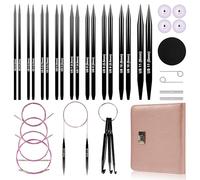 Interchangeable Circular Knitting Needles Set - 9 Pairs of Circular Knitting Needles for Professional Knitters - Premium Interchangeable Knitting Needle for Seamless Crafting (Pink & Black)