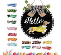 Interchangeable Dachshund Welcome Sign | Front Door Decor with Icons - Seasonal Decor - for Outdoor Christmas Halloween Easter Summer Holiday Winter Office Entrance Classroom