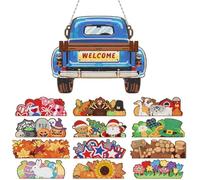 Interchangeable DIY Dot Diamond Pendant Diamond Art Painting Car Creative Welcome Sign, Wooden Home Interesting Decoration Pendant Welcome Sign (Single-Sided Dot Diamond)
