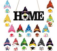 Interchangeable Gnome Decor Crafted from Wood with 15 Hat Options for Continuous Home Styling Adaptation (MZ987C)