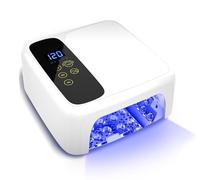 Interchangeable Light Panel & Battery - Cordless Rechargeable 72W UV LED Nail Lamp with Metallic Reflector & Base, Professional Salon-Grade Wireless Gel Nail Dryer Fast Curing Light (White)