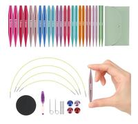 Interchangeable Mini Circular Knitting Needles Set, 12 Pairs of Interchangeable Needles with Crochet Scissors, Bag, Accessories, Needle Diameters 3-8 mm, Aluminum Crochet Hook Set