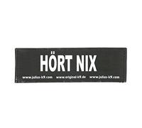 Interchangeable Patches, 1 pair, HÖRT NIX, Size: Large, Black