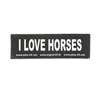 Interchangeable Patches, 1 pair, I LOVE HORSES, Size: Small, Black