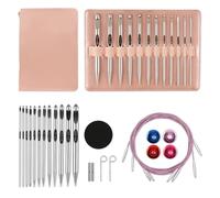 Interchangeable Tunisian Crochet Hooks Set with Cable 6-Inch Aluminum Crochet Hooks 3mm-10mm 26Pic (Pink)