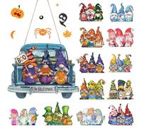 Interchangeable Welcome Sign Gnome Decor - 13 Pcs Rustic Truck Welcome Home Sign with Magnet Pieces Wooden Seasonal DIY Hanging Front Door Decor for Holiday Farmhouse Home Outdoor Wall Decoration