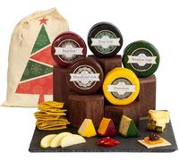 InterCheese | Christmas 5 Cheese Truckle Selection Gift in Festive Sack | Mature and Oak Smoked Cheddar, Wensleydale, Derby and Double Gloucester Cheeses | Perfect Xmas Present