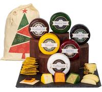 InterCheese | Christmas 6 Cheese Truckle Selection Gift in Festive Sack | Aged and Oak Smoked Cheddar, Wensleydale, Derby and Double Gloucester Cheeses | Perfect Xmas Present