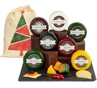 InterCheese | Christmas 7 Cheese Truckle Selection Gift in Festive Sack | Mature and Oak Smoked Cheddar, Wensleydale, Double Gloucester and Derby Cheeses | Perfect Xmas Present