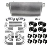 Intercooler Replacement Universal 3" 76mm Bar & Plate Front Mount Turbo Intercooler +12PCS 3" Aluminum Piping Hose Clamps Kit 600x300x76mm