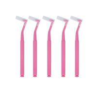 Interdental Brush 10pcs Interdental Brushes Angled L-Shaped Dental Cleaning Nylon Floss Picks(Pink)
