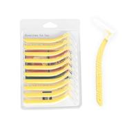 Interdental Brushes, 10 PCS Angled Dental Brush for Teeth Cleaning, 0.8mm Plaque Removal Easy and Simple Interspace Cleaning with Long Handle and Angled Neck, Green (Yellow, 0.7mm)