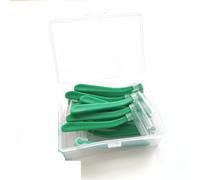 Interdental Brushes 20pcs 0.6-1.2mm L ShapeInterdental Brush with Box Teeth Cleaning Hygiene Dental Flosser(Dark Green 1.0mm)