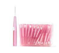 Interdental Brushes 60 Pcs/Box Toothpick Dental Interdental Brush 0.6-1.5Mm Cleaning Between Teeth I Shape Tooth Floss(Pink)