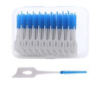 Interdental Brushes Blue, Dual-Use Dental Floss Sticks Dental Brushes Portable, Tooth Gap Brush,Silicone Floss for Oral Cleaning (a Box of 200 pcs)