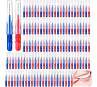 Interdental Brushes, Pack of 100, Reusable, Red and Blue, Interdental Cleaning Tool