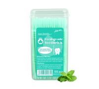 Interdental Brushes, Teeth Cleaner, Flavored Toothpicks | 2-Tip Teeths Cleaning Teethpicks with Flavor | 100 Pieces Stain Remover Soft Bristles Mouth Care Tools for Hotel Restaurant Camping Banquet Ki