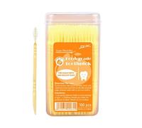 Interdental Brushes, Teeth Cleaner, Flavored Toothpicks | 2-Tip Teeths Cleaning Teethpicks with Flavor | 100 Pieces Stain Remover Soft Bristles Mouth Care Tools for Hotel Restaurant Camping Banquet Ki