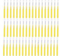 Interdental Brushes Yellow, 50Pcs Yellow Interdental Brushes with Floss Brushes for Teeth and Gums, Home and Travel Oral Care, 0.5mm Ultra-Fine Brush Heads