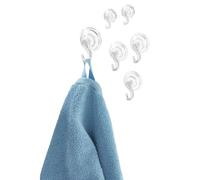 InterDesign 18130 Power Lock Bathroom Towel Hooks, Clear Plastic, Set of 6 with Suction Cups