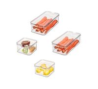 InterDesign iDesign Crisp 4-Piece Recycled Plastic Refrigerator Organizer Bin Set with Lids, Clear/White