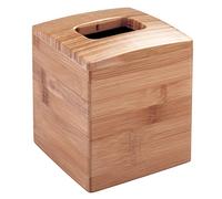 InterDesign iDesign Formbu Bamboo Facial Tissue Box Cover, Boutique Container for Bathroom Vanity Countertops, 5.25" x 5.25" x 6", Natural Beige