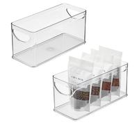 InterDesign iDesign Narrow Pantry Bin with Handles for Kitchen Cabinets or Fridge, Set of 2, Clear, Made in USA