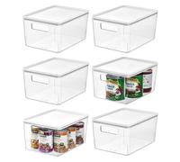 InterDesign iDesign Pantry Bin with Removable Lid - Plastic Storage Bin with Handles - Set of 6, Clear/White