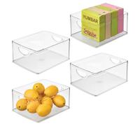 InterDesign iDesign Pantry Storage Bins with Handles for Cabinets or Fridge - Set of 4 - Clear - Made in USA