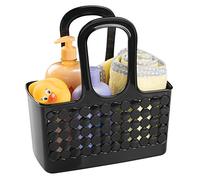 InterDesign iDesign Plastic Divided Shower Caddy Tote, College Essential for Dorm Room, Communal and Shared Bathroom, The Orbz Collection - 11.25" x 5.25" x 12", Black, Small