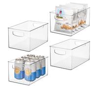 InterDesign iDesign Plastic Stackable Pantry Bin - Organizer Bin with Handles for Cabinets or Fridge - Set of 4 - Clear