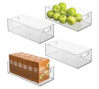 InterDesign iDesign Plastic Stackable Pantry Bin - Organizer Bin with Handles for Cabinets or Fridge - Set of 4 - Clear