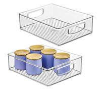 InterDesign iDesign Plastic Stackable Pantry Bin - Organizer Bin with Handles for Cabinets or Fridge - Set of 2 - Clear