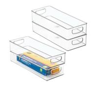 InterDesign iDesign Plastic Stackable Pantry Bin - Organizer Bin with Handles for Cabinets or Fridge - Set of 4 - Clear