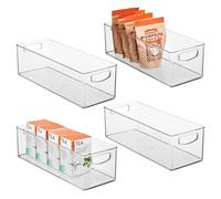 InterDesign iDesign Plastic Stackable Pantry Bin - Storage Bin with Handles for Cabinets or Fridge - Set of 4 - Clear