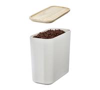 InterDesign iDesign Recycled Plastic Canister with Lid, The Rosanna Pansino Collection - 16 Cups, 4.65” L x 9.25” W x 8.5” H, Coconut Bin with Natural Wood Lid