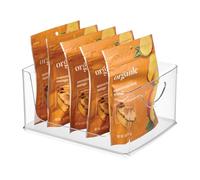 InterDesign iDesign Recycled Plastic Stackable Open Front Cabinet and Pantry Storage Bin with Integrated Handles - 8” x 10” x 5”, Clear Bin