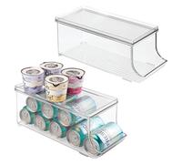 InterDesign iDesign Soda Can Organizer with Lid for Pantry or Refrigerator - Set of 2 - Clear