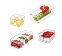 InterDesign iDesign Stackable Produce Fridge Organizer Bins with Lids- Set of 4 - Clear