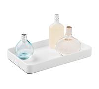 InterDesign iDesign Stainless Steel Bathroom Tray for Towels, Cosmetics, and Accessories, The Gia Collection - 9.62" x 5.62" x 1.07", White
