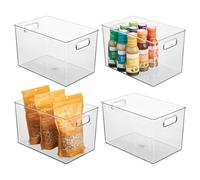 InterDesign iDesign Storage Bins with Handles - Organizer Bins for Kitchen, Pantry, Bathroom, or Home Office - Set of 4 - Clear