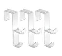 InterDesign Over Door Organizer Hook for Coats, Hats, Robes, Clothes or Towels - Double Hook, Clear, Pack of 3