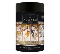 Interdruk 1000 Piece Jigsaw Puzzle for Adults, Alphonse Mucha Four Seasons, Classic Art Nouveau in Round Presentation Gift Tube